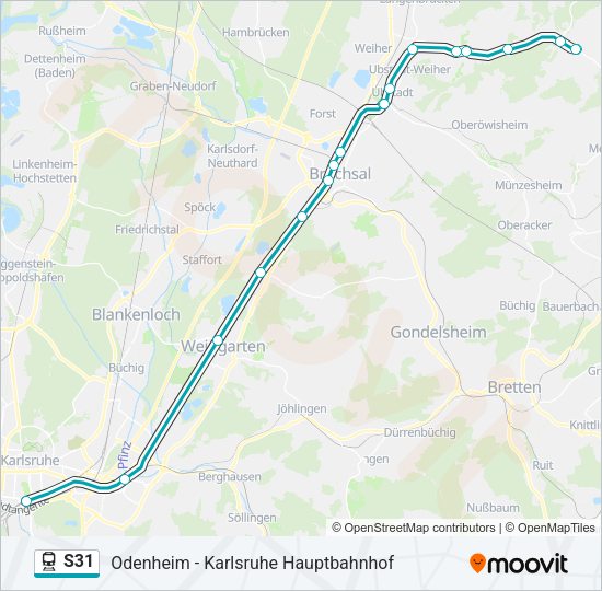 Поезд S31: карта маршрута
