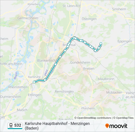 Поезд S32: карта маршрута