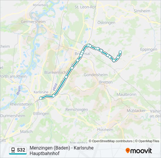 Поезд S32: карта маршрута
