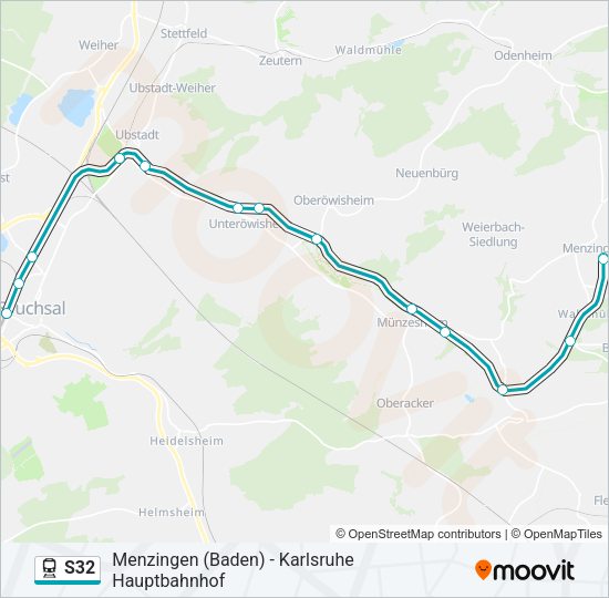 Поезд S32: карта маршрута