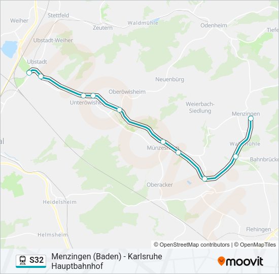 Поезд S32: карта маршрута