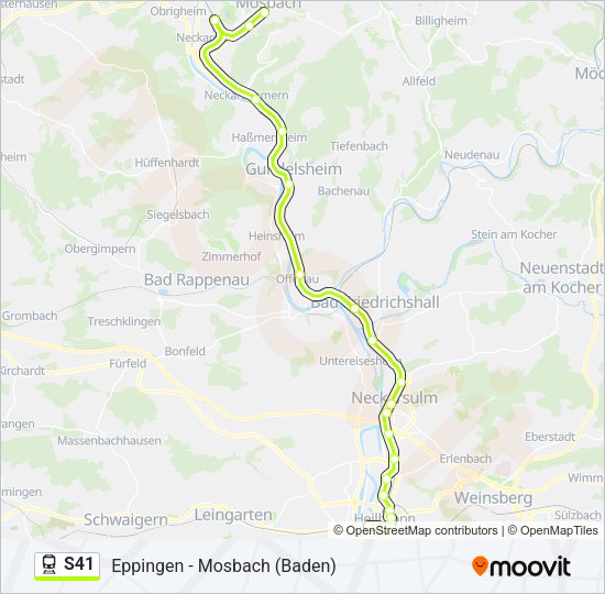 Поезд S41: карта маршрута