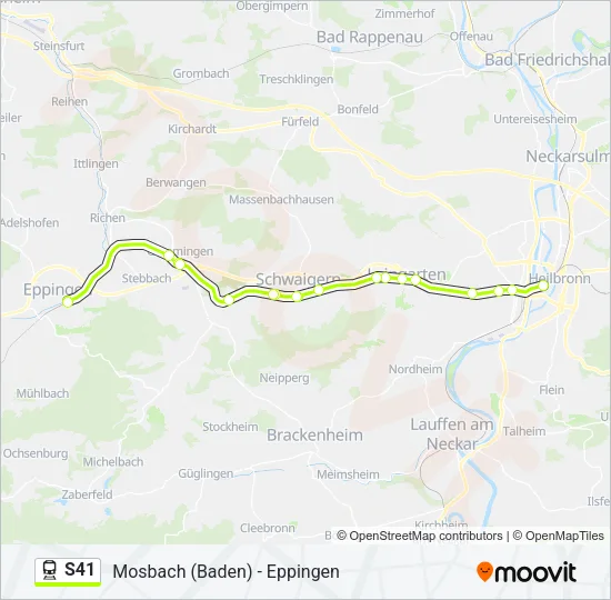 Поезд S41: карта маршрута