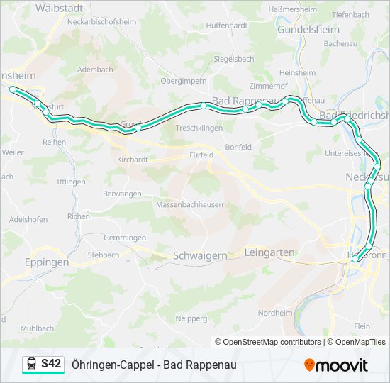 Поезд S42: карта маршрута