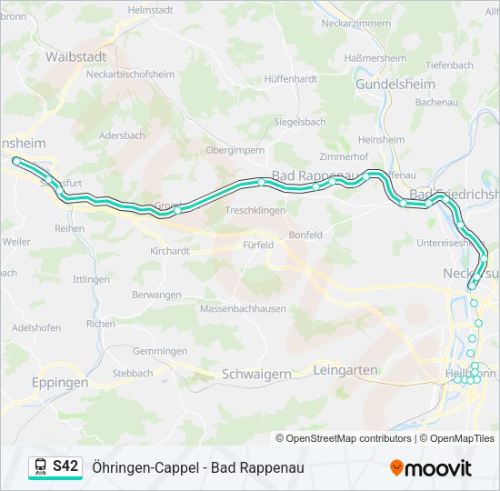 Поезд S42: карта маршрута