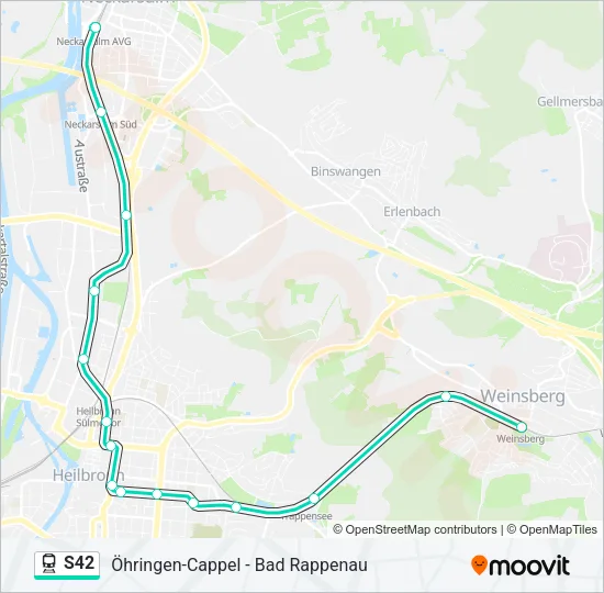 Поезд S42: карта маршрута