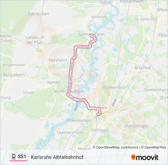 Поезд S51: карта маршрута
