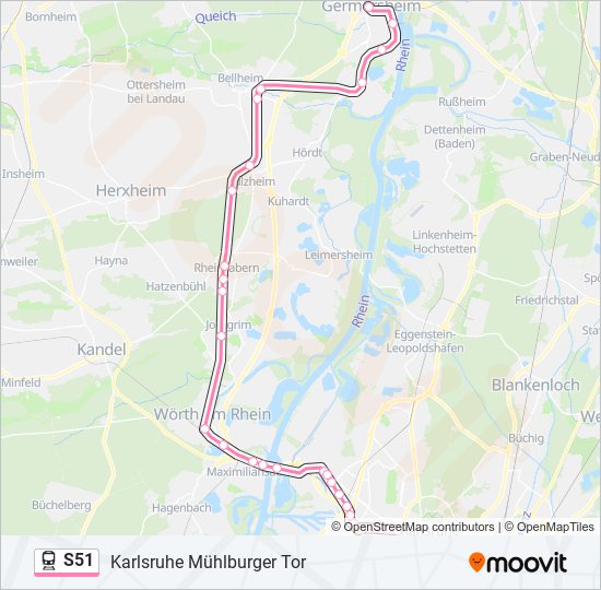 Поезд S51: карта маршрута