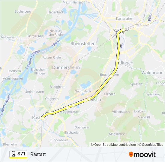Поезд S71: карта маршрута