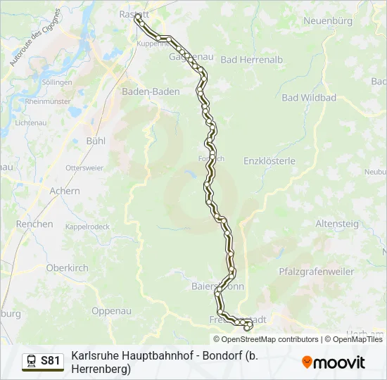 Поезд S81: карта маршрута