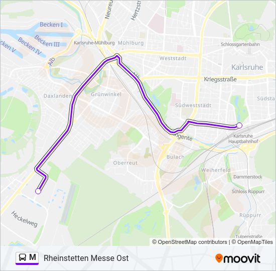 Автобус M: карта маршрута