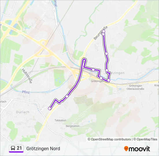 21 Bus Line Map