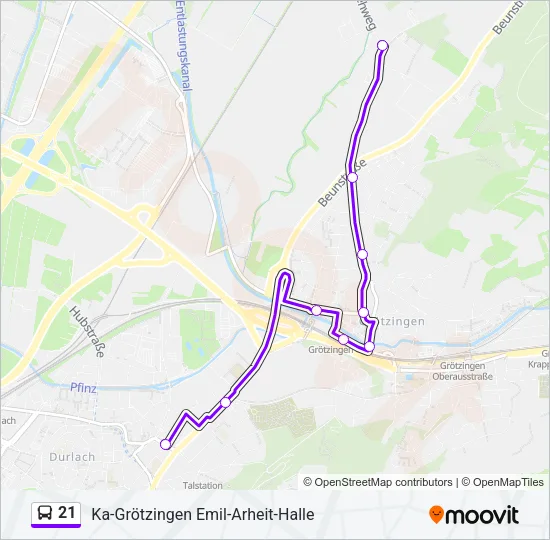 21 Bus Line Map