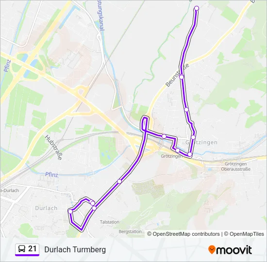 21 Bus Line Map