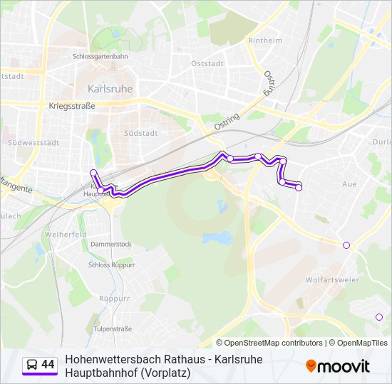 44 bus Line Map