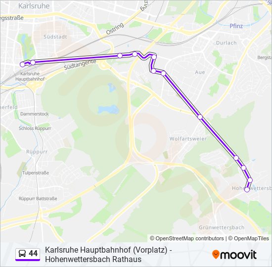 44 bus Line Map