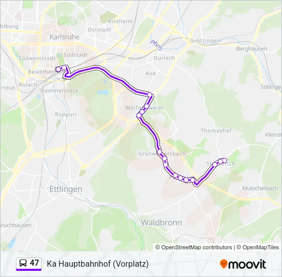 47 Bus Line Map