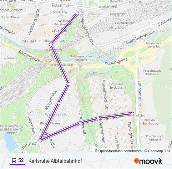 52 bus Line Map