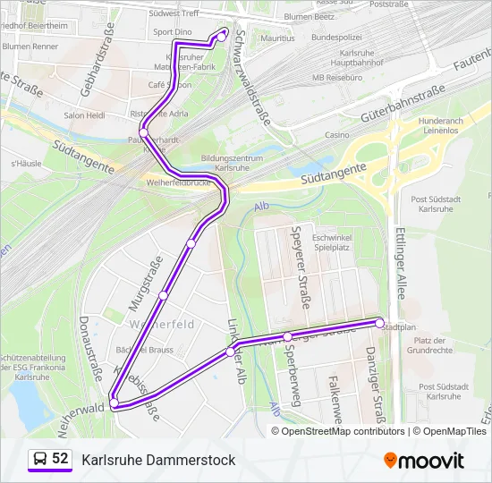 52 Bus Line Map