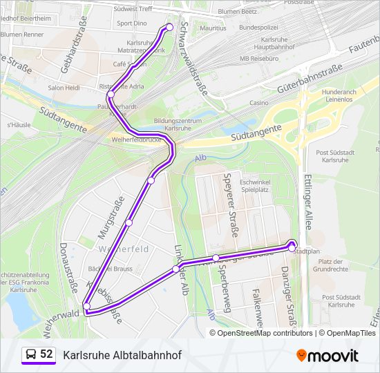 Автобус 52: карта маршрута