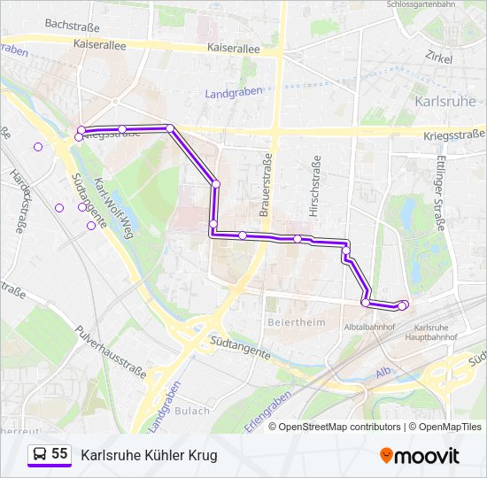 Автобус 55: карта маршрута