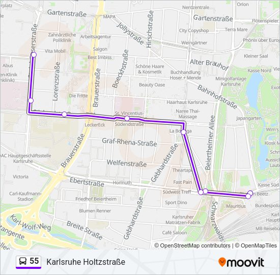Автобус 55: карта маршрута