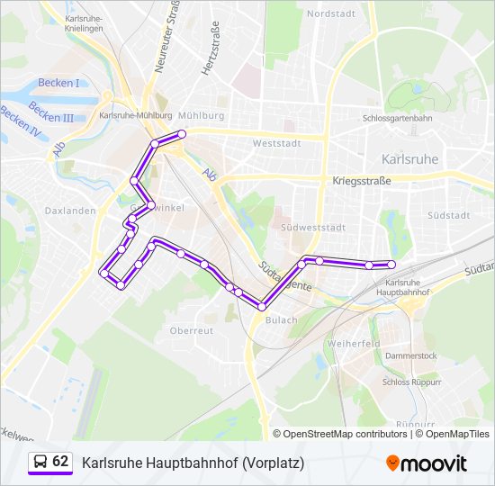 62 bus Line Map