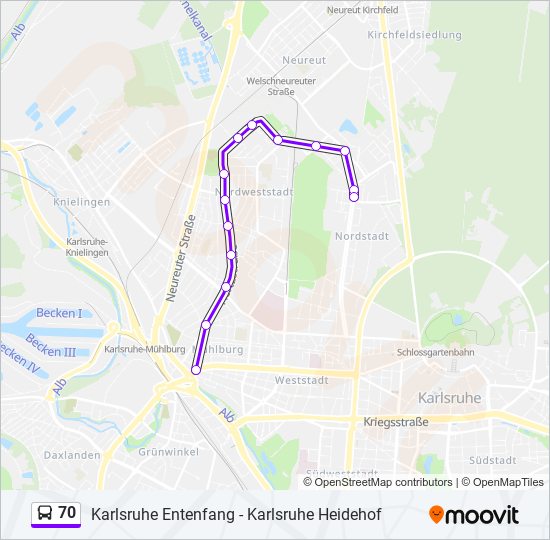 70 bus Line Map