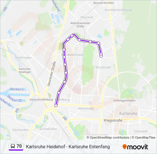 Автобус 70: карта маршрута