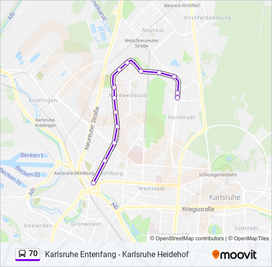 70 bus Line Map