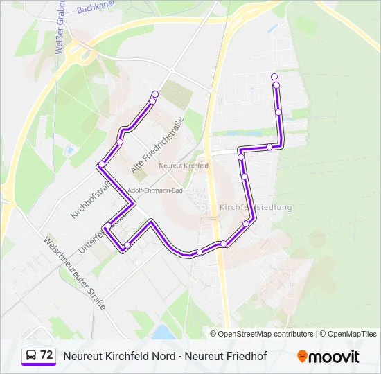 72 Bus Line Map