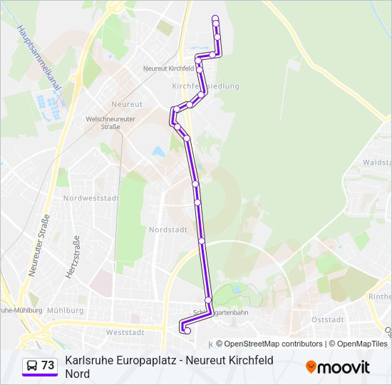 Автобус 73: карта маршрута