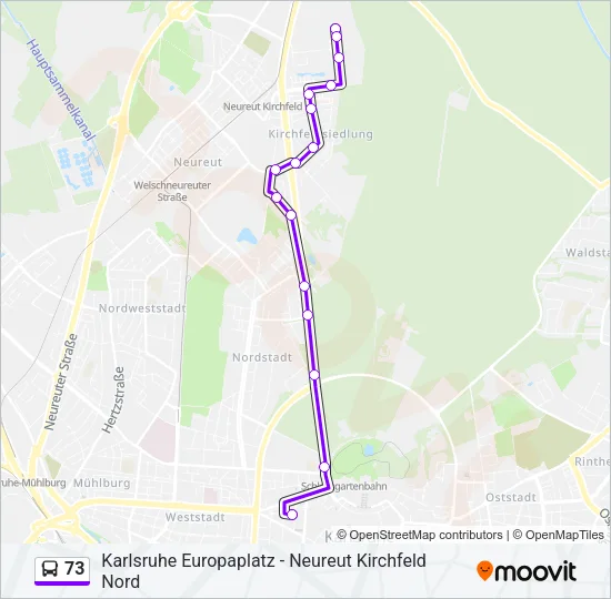 73 Bus Line Map