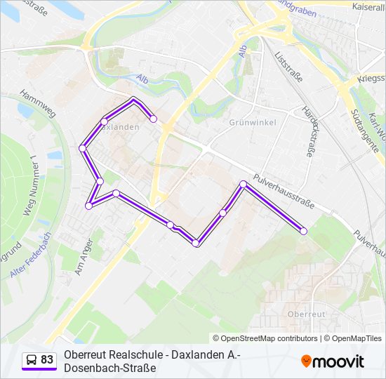 83 bus Line Map