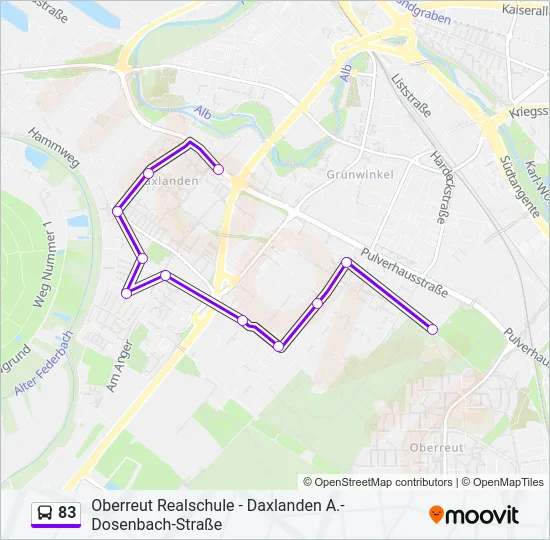 83 Bus Line Map