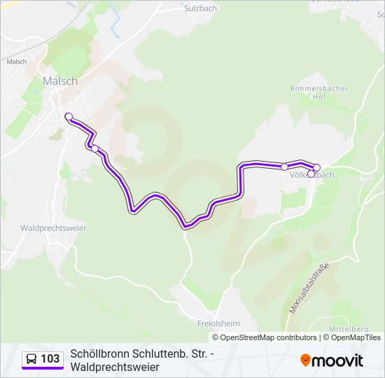 103 bus Line Map