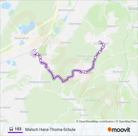 103 Bus Line Map