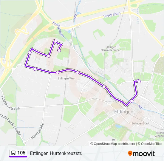 105 Bus Line Map