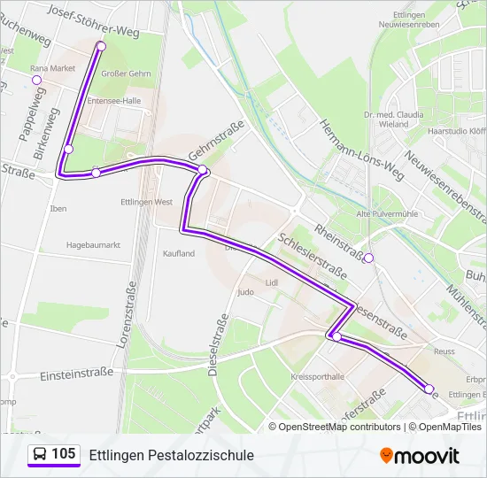 105 Bus Line Map