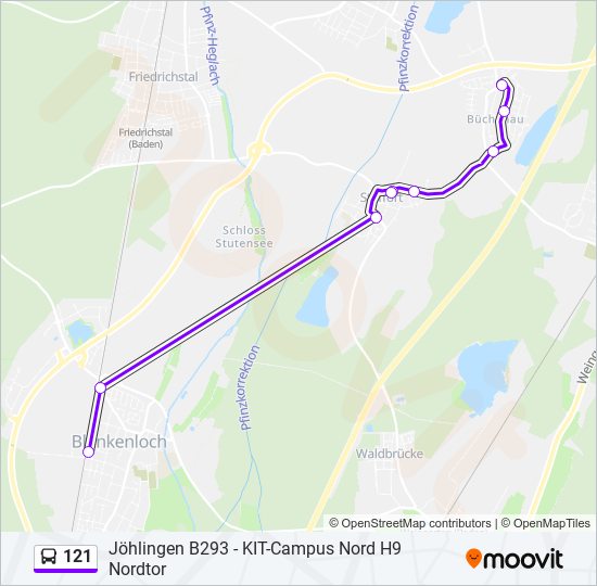 121 bus Line Map