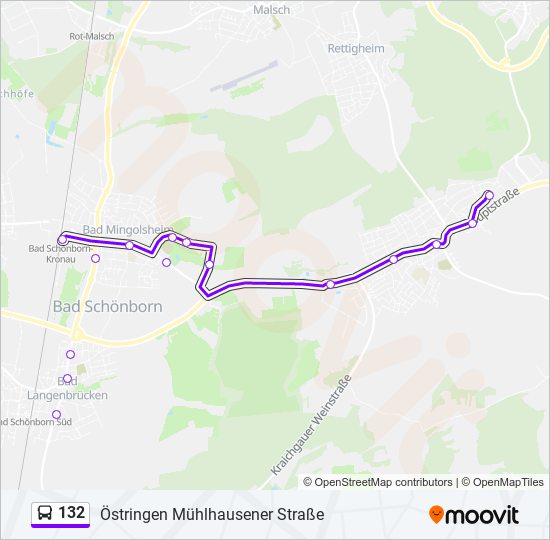 132 bus Line Map