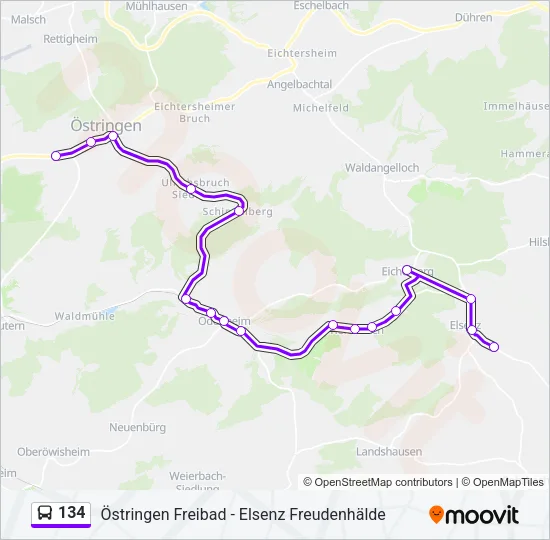 134 Bus Line Map