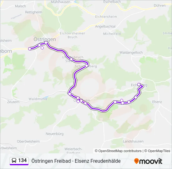 134 Bus Line Map