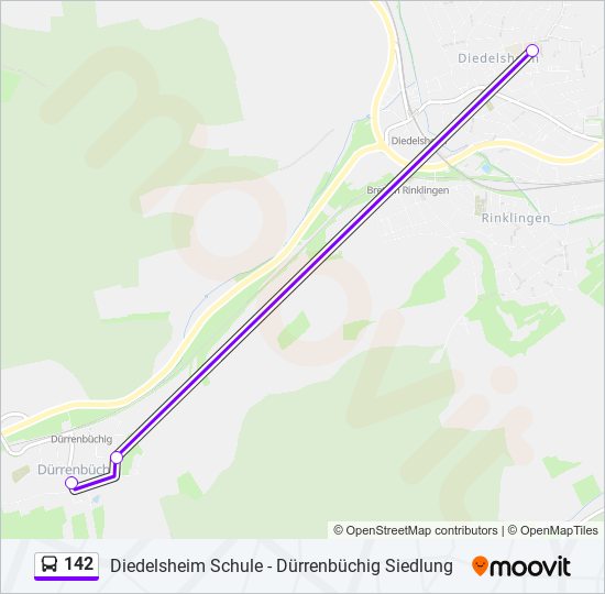 142 bus Line Map