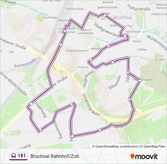 181 Route: Fahrpläne, Haltestellen & Karten - Bruchsal Bahnhof/Zob ...