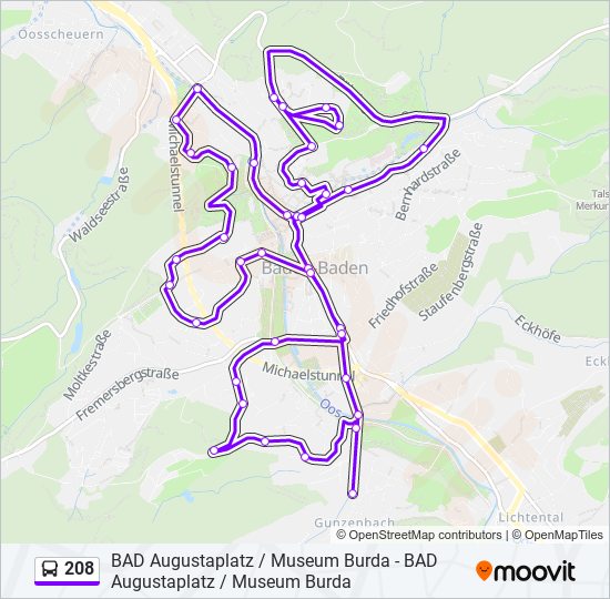 Buslinie 208 Karte