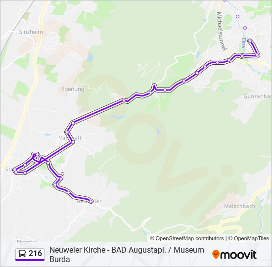 216 bus Line Map