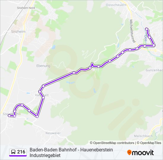 216 bus Line Map