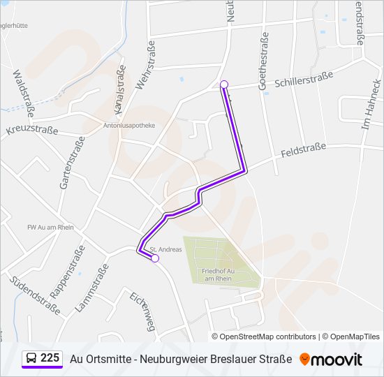 225 bus Line Map