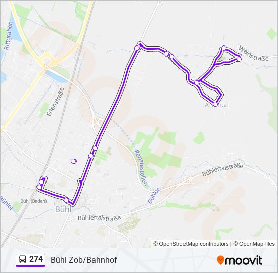 Автобус 274: карта маршрута